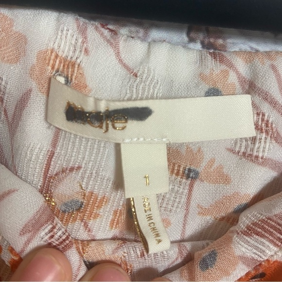 Maje Laurane One shoulder floral print popover size small blouse - Picture 7 of 9